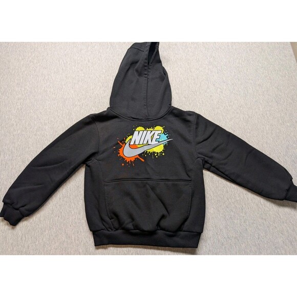Nike Long Sleeve Fleece Graphic Hoodie Black Green Size 5-6 Years Old - Picture 1 of 6